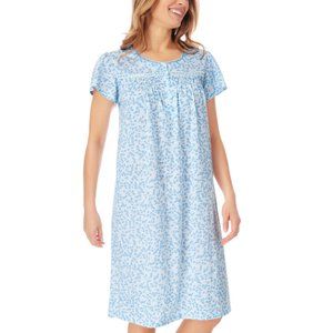 NEW Blue Floral Sz Large Roomy Comfy Pajama Lounge Night Gown